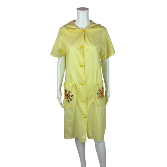 Vintage 70s Housedress Women's Large Embroidered … - image 2