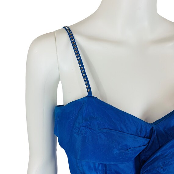 Vintage 50s Sapphire Dress Rhinestone Straps Blue… - image 5