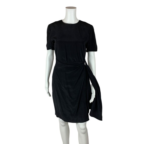 Vintage 1990s Black Silk Dress Wrap Style Timeles… - image 2