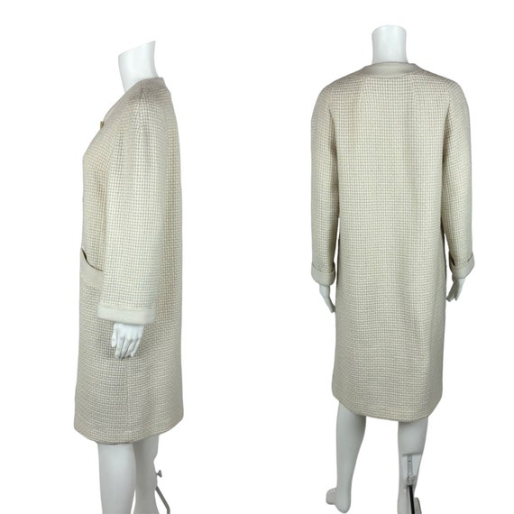 Vintage 70s Cable Knit Coat Women's Small Cream B… - image 8