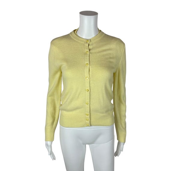 Vintage 60s Sweater Set Womens Extra Small Yellow Orlon Cardigan