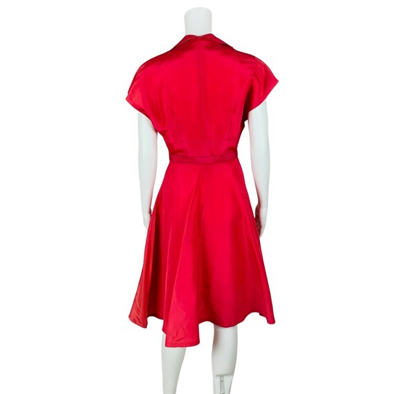 Vintage 1950s Taffeta Party Dress Hot Pink Fit n … - image 5