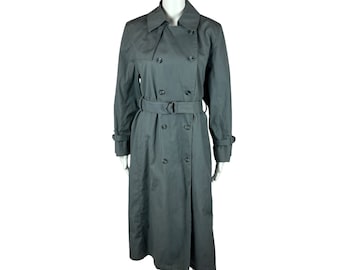 Vintage 70s Trench Coat Women's 6 Gray Plaid Lined London Fog Maincoats