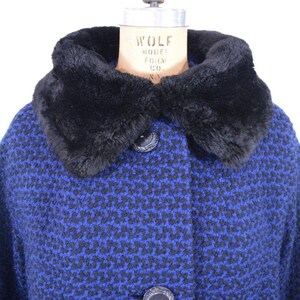 1950s Blue and Black Tweed Coat