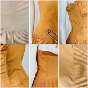 Vintage 1940s Starlet Gown Orange Copper Taffeta Evening Dress Set W 27 image 9