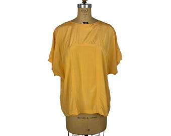 Vintage 80s Orange Shirt Womens 1X Volup Oversized Rayon Blouse