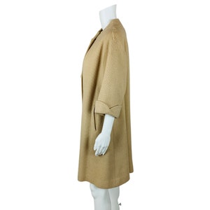 Vintage 1950s Tan Overcoat Knit 3 Quarter Sleeve Coat Cool Buttons image 6