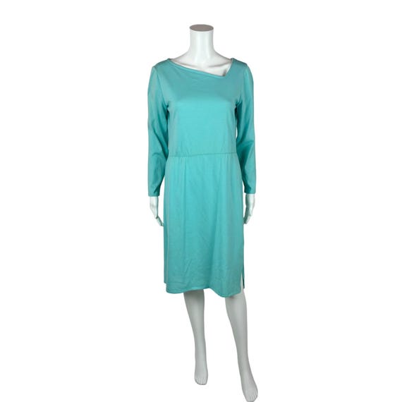 Vintage 80s Aqua Dress Women's Medium Asymmetrical Neckline Long Sleeve  Sheath - Etsy Sweden