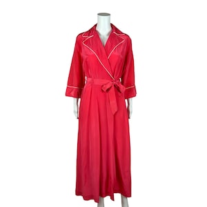 Vintage 40s Taffeta Robe Women&#39;s Medium Pink Dressing Gown Glamorous