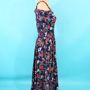 1980s sun dress off shoulder sweetheart neckline floral vintage dress W 24-31 image 9