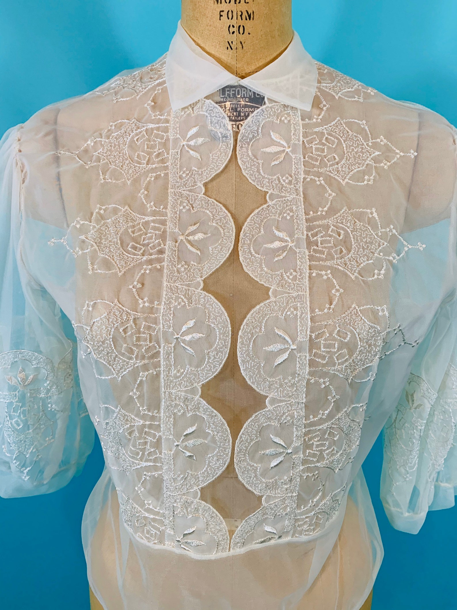 Vintage Sheer Pattern Blouse B&W