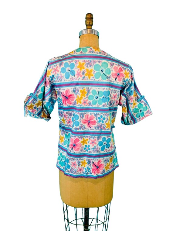 Vintage 1960s Hawaiian Top Honolulu Colorful Hibi… - image 10