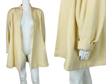 Vintage 1980s Swing Coat Oversized Balloon Sleeves Cream Overcoat