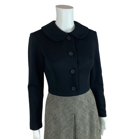 Vintage 1960s Black Houndstooth Skirt Mod Dress P… - image 5
