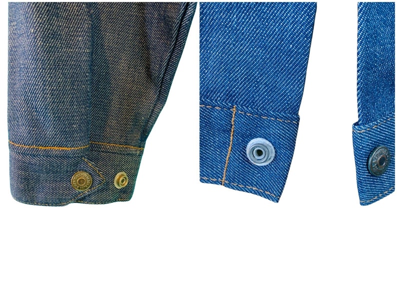 Vintage 1960s Denim Jacket Levi's Snap Button Light Blue Shirt B 37 image 9