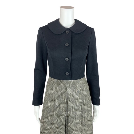 Vintage 1960s Black Houndstooth Skirt Mod Dress P… - image 3