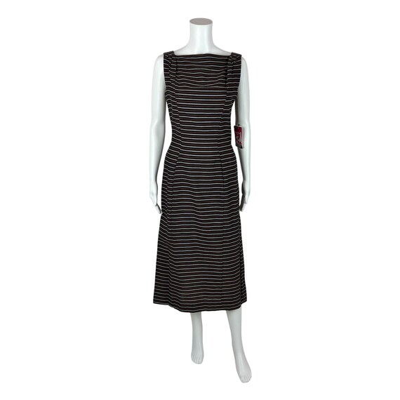 Vintage 50s Striped Dress Women's M Bustle Back Midi Length Tweed Cotton Sheath Vintage 50s Striped Dress Women's M Bustle Back Midi Length Tweed Cotton Sheath
