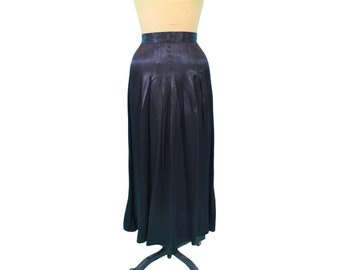 Vintage 1970s Black Mrs H Winter Henri Bendel Satin Skirt | W 23"