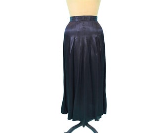 Vintage 1970s Black Satin Skirt Mrs H Winter Henri Bendel | W 23"