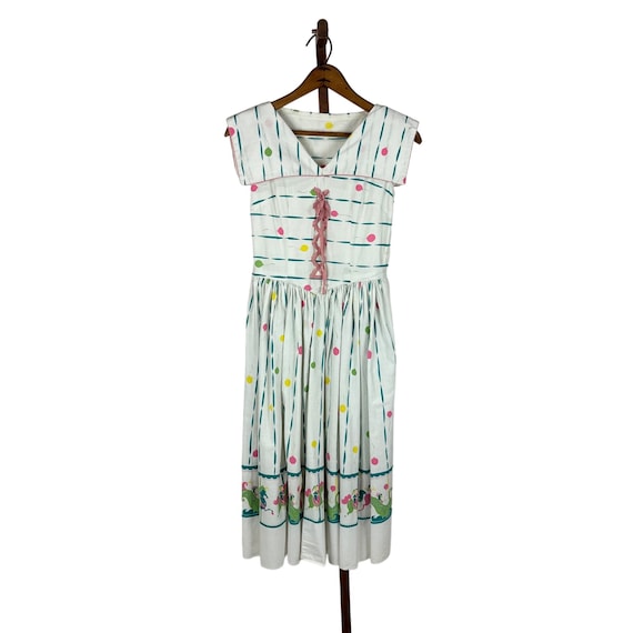 Vintage 1950s Novelty Dress Women's XXS Merry Go … - image 1