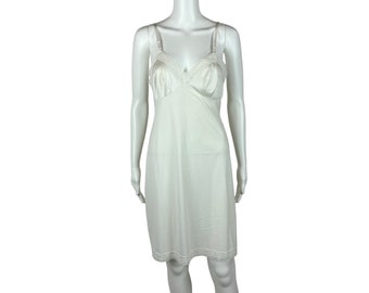 Vintage Slip Dress Women's Extra Small White Lace Trim Vanity Fair