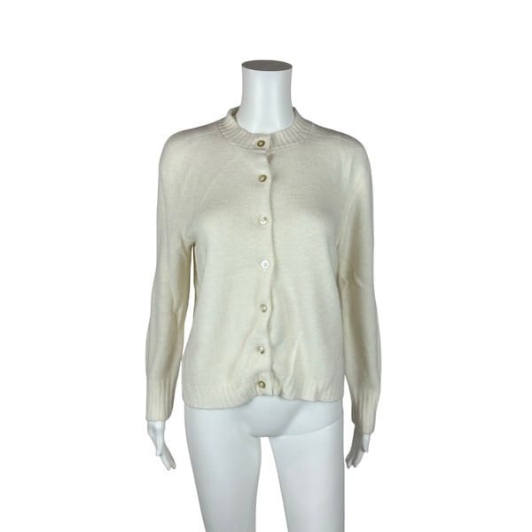 Vintage 60s White Cardigan Orlon Acrylic Women's Sweater