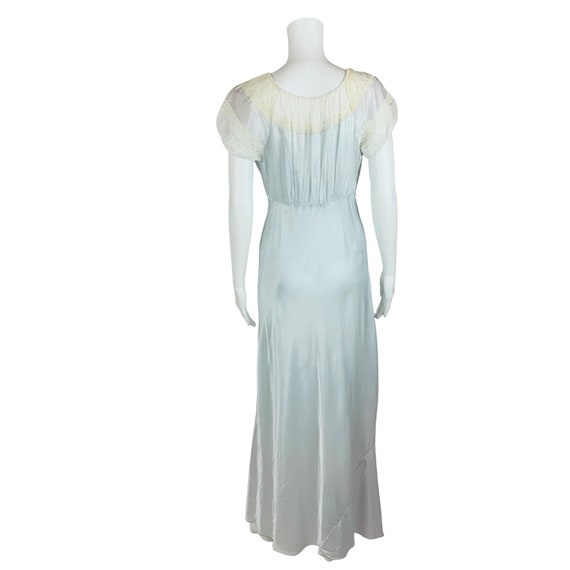 Vintage 40s Nightgown Ice Blue Rayon Cream Inset … - image 7