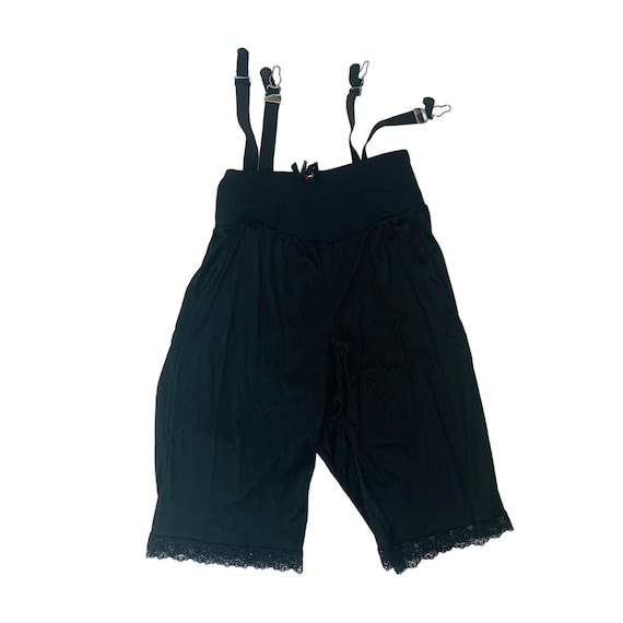 Vintage Black Slip Shorts Lace Trim Pettipants Bloome… Gem
