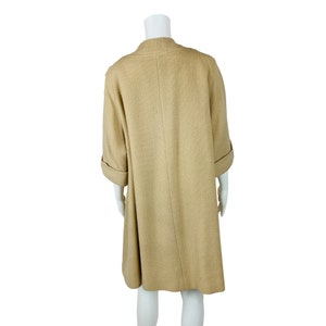 Vintage 1950s Tan Overcoat Knit 3 Quarter Sleeve Coat Cool Buttons image 8