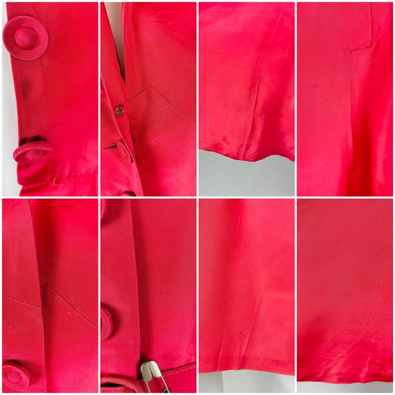 Vintage 1950s Taffeta Party Dress Hot Pink Fit n … - image 10