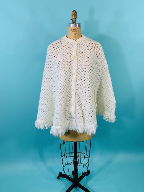1960s Alex knit cape Vintage 60s cape Vintage black white diamond print cape