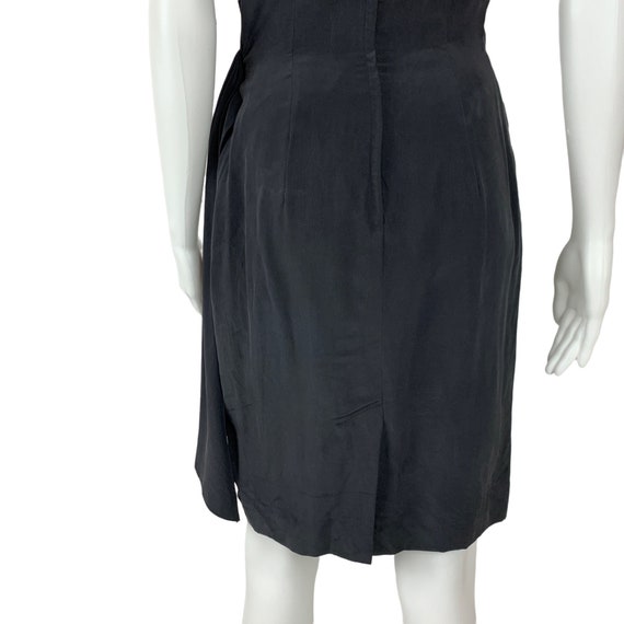 Vintage 1990s Black Silk Dress Wrap Style Timeles… - image 10