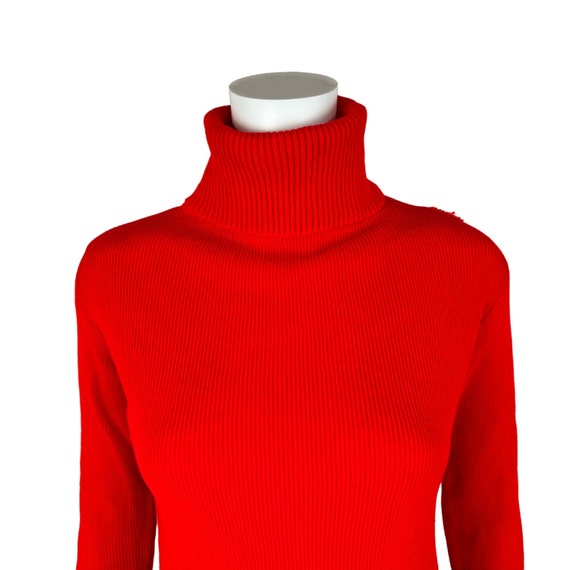 Vintage 70s Turtleneck Solid Red Women's Acrylic … - image 2