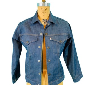 Vintage 1960s Denim Jacket Levi's Snap Button Light Blue Shirt B 37 image 6