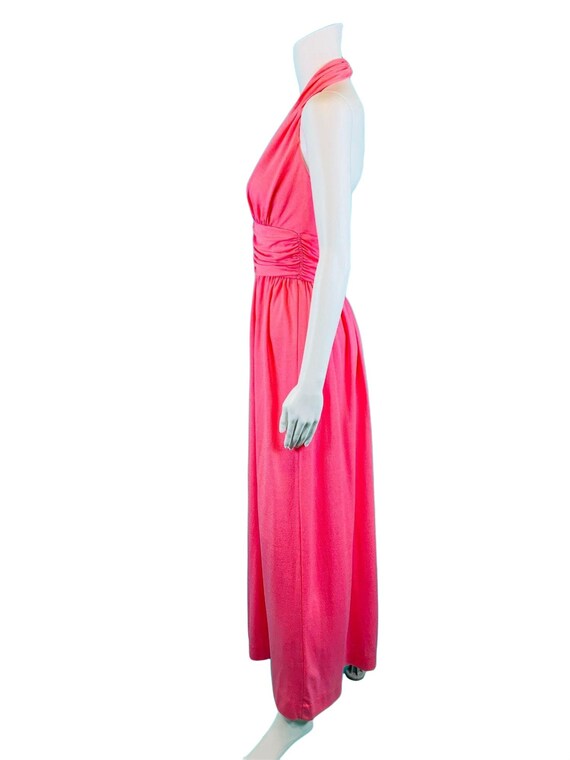 Vintage 1970s Halter Dress Hot Pink Barbie Gown |… - image 7