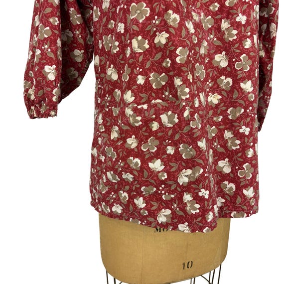 Vintage 70s Smock Top Womens Small Handmade Red F… - image 5