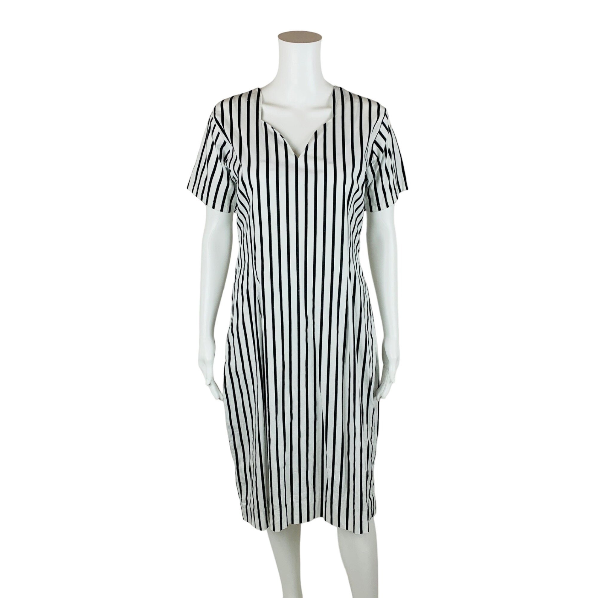 black and white striped dress vintage Victorian Dress in Black and Gray Stripes S main image 0