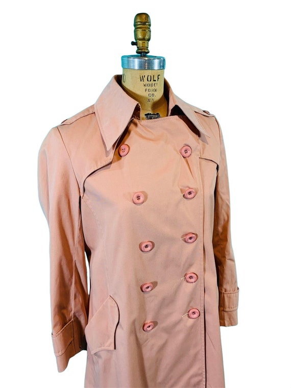 Vintage 1980s Light Peach Pink Trench Coat | B 40" - image 7