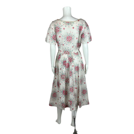 Vintage 50s Floral Dress Women's Small Pink Flora… - image 9