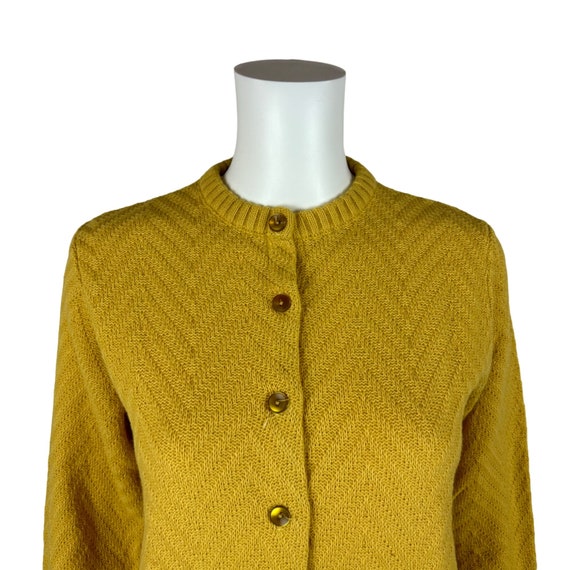 Vintage 70s Mustard Cardigan Women's Small Deadst… - image 2