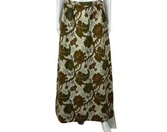 Vintage 70s Tapestry Skirt Women's Medium Floral Carpet Bagger Maxi Boho Nelly De Grab