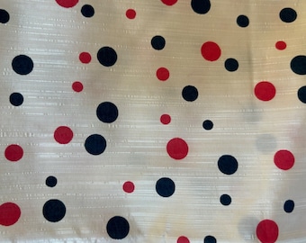 Vintage Shiny Polka Dot Fabric Pink Blue Dots Acetate Sheer Material