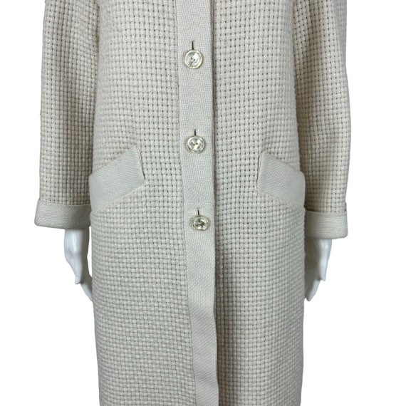 Vintage 70s Cable Knit Coat Women's Small Cream B… - image 6