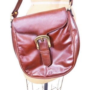 Vintage 1980s Crossbody Bag Brownish Red Faux Leather Purse
