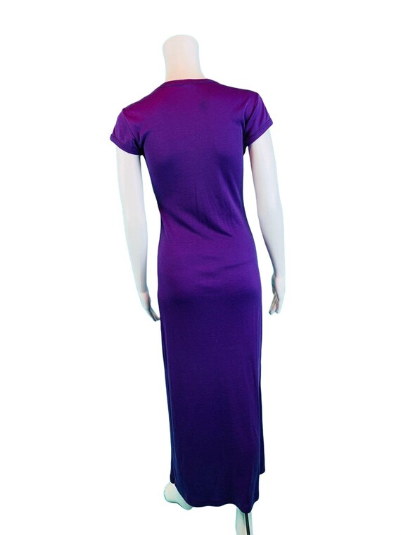 Vintage 1970s Purple Lily Pad Dress Graphic Print… - image 9
