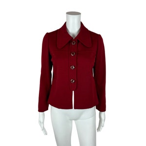 Vintage 70s Jacket Women&#39;s Small Red Maroon Suit Blazer Square Buttons
