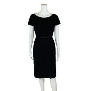 Vintage 1950s Black Lace Wiggle Dress Boat Neckline AS IS | W 24&quot;