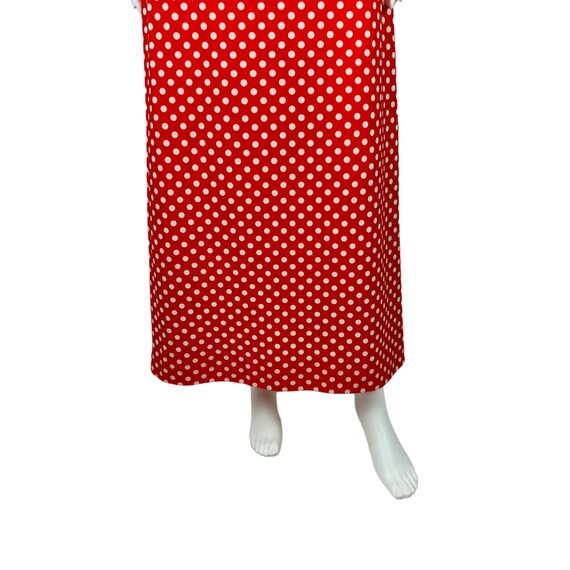 Vintage 70s Polka Dot Dress Red V-Neck Sleeveless… - image 8