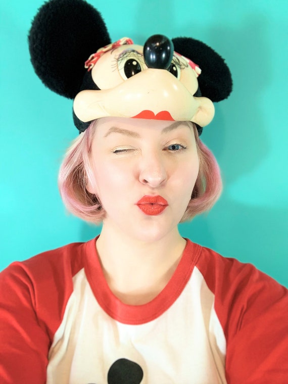 Vintage 1990s Minnie Mouse Hat Disney Ears Face B… - image 4