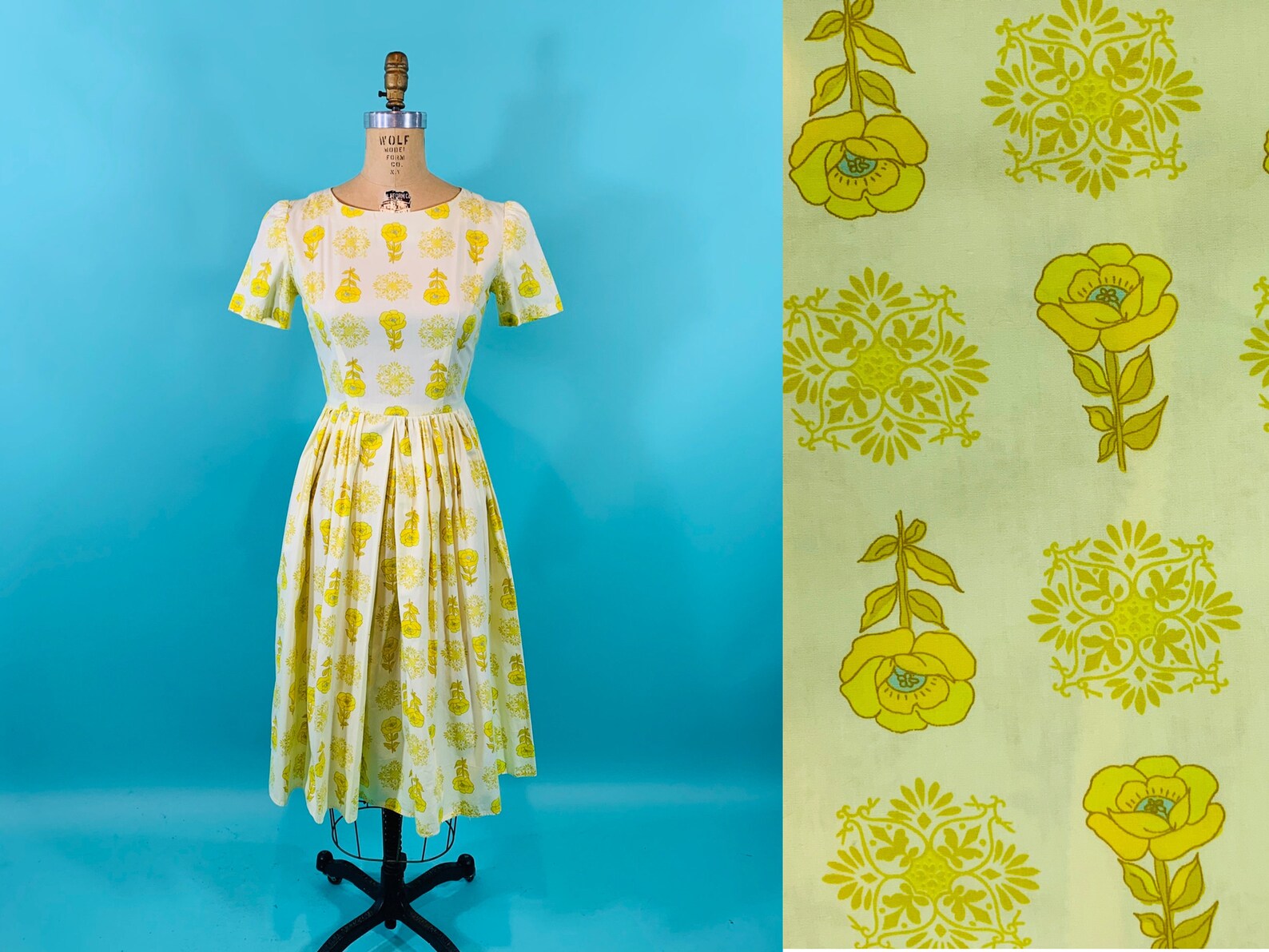 1960's Japanese Style Yellow Upcycled Dress